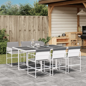 Garden Dining Set White Textilene fabric Large Foldable