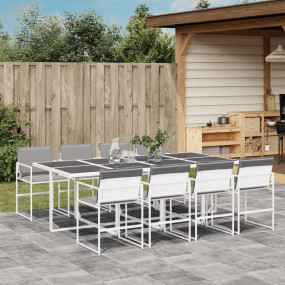 Garden Dining Set White Powder-coated steel Large