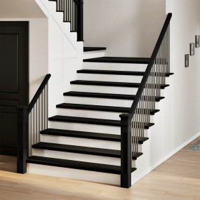 Stair Tread Set of 2 Dark Brown Solid Oak Wood 43.3x11....