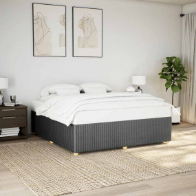 Bed Frame Dark Grey Polyester King Bed Frame Rectangula...