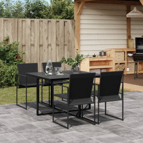 Garden Dining Set Black Textilene fabric 5 Piece Set Fo...