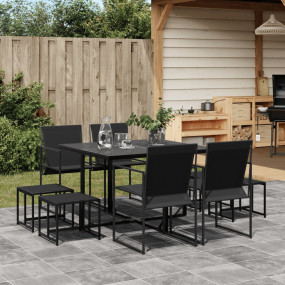 Garden Dining Set Black Powder-coated steel Large Folda...