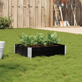 Garden Planter Black Solid pine wood with galvanized me...