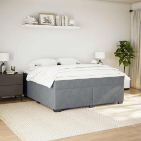 Box Spring Bed Dark gray, White