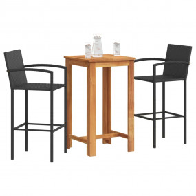 Garden Bar Set Black and Wood