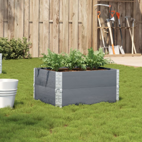 Garden Planter Grey Solid Pine Wood Medium Collapsible