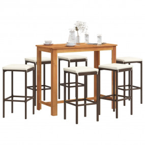 Garden Bar Set Brown Solid Acacia Wood 7 Piece Set