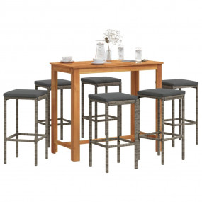 Garden Bar Set Grey Solid Acacia Wood Medium Durable