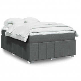 Box Spring Bed Dark Gray, White