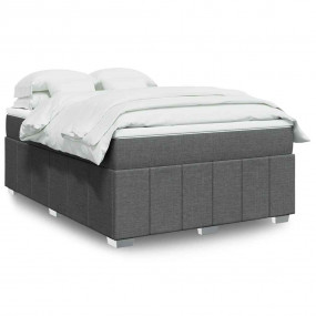 Box Spring Bed Dark gray, white
