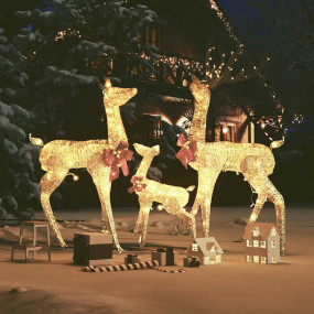 Reindeer Family Gold Mesh, Metal Large Reindeer Family ...