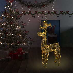 Reindeer Christmas Decoration Warm White Acrylic Tall
