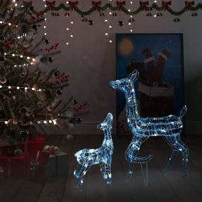 Reindeer Family Cool White Acrylic Small Decorative Inl...
