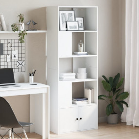 Bookcase White Engineered Wood 27.6 x 14.2 x 74.4 in Bo...