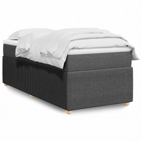 Box Spring Bed Dark Grey Polyester Fabric Twin XL Box S...