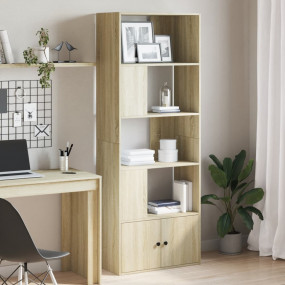 Bookcase Sonoma Oak Engineered Wood Tall Bookcase Recta...