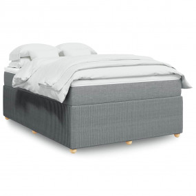 Box Spring Bed Light Gray Polyester Queen Box Spring Be...