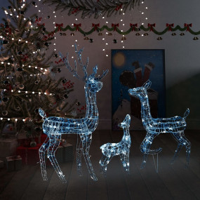 Reindeer Family Cool White Acrylic Large Decorative Inl...