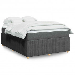 Box Spring Bed Dark gray, White