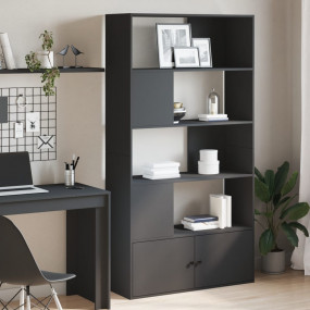 Bookcase Black Engineered Wood 39.4 x 14.2 x 74.4 in Bo...