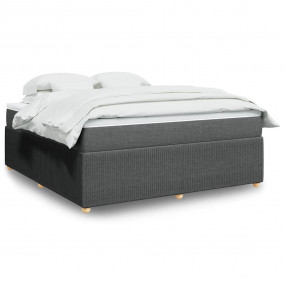 Box Spring Bed Dark gray, White