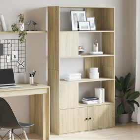 Bookcase Sonoma Oak Engineered Wood 39.4x14.2x74.4 in B...