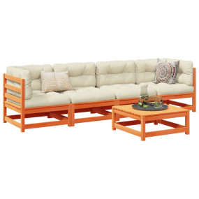 Garden Sofa Set Wax brown Solid pine wood 5 piece Modul...