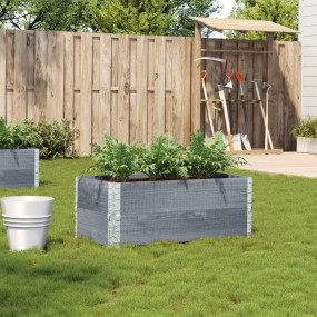 Garden Planter Grey Solid Pine Wood Medium Foldable