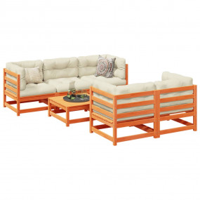Garden Sofa Set Wax brown Solid pine wood Sectional Mod...