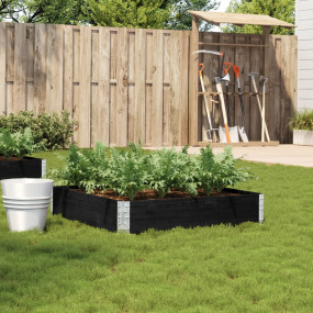 Garden Planter Black Solid Pine Wood with Galvanized Hi...