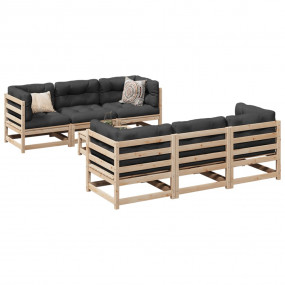 Garden Sofa Set Natural wood Solid pine wood Large