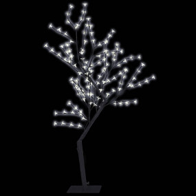 Christmas Tree Black, Cool White Plastic, Metal 4 ft