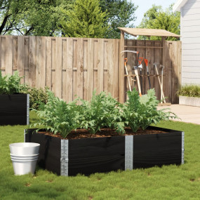 Garden Planter Black Solid pine wood, Galvanized hinges