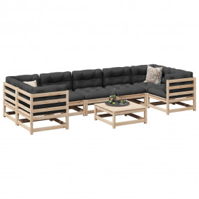 Garden Sofa Set Natural Wood Solid pine wood Large Modu...