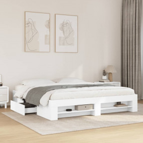 Bed Frame White Engineered wood Super King Bed Frame