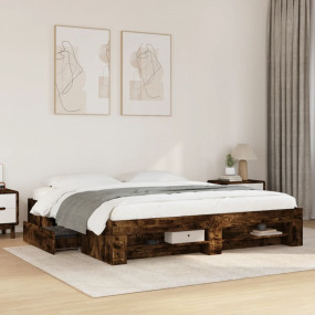Bed Frame Smoked Oak Engineered wood King Bed Frame Rec...
