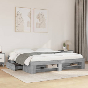 Bed Frame Grey Sonoma Engineered Wood King Size Bed Fra...
