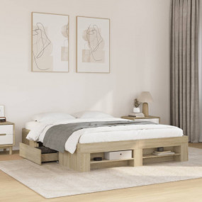 Bed Frame Sonoma Oak Engineered Wood Full Double Bed Fr...