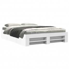 Bed Frame White Engineered Wood King Size Bed Frame Rec...
