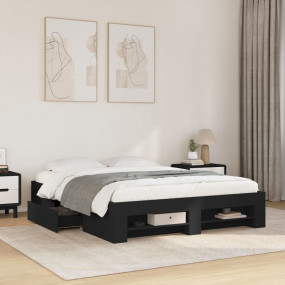 Bed Frame Black Engineered wood King Storage Bed Frame