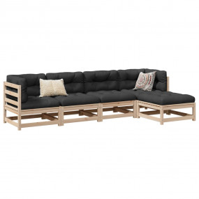 Patio Sofa Set Anthracite cushions, Solid Pine Wood fra...