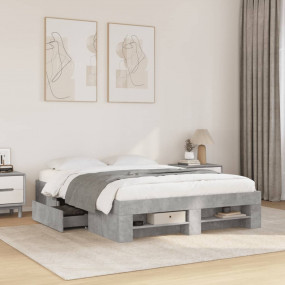 Bed Frame Concrete Grey Engineered wood, Plywood Full B...