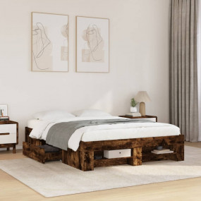 Bed Frame Smoked Oak Engineered wood, plywood Full Bed ...