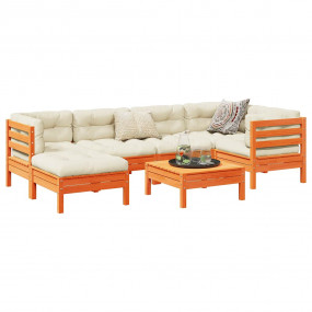 Garden Sofa Set Wax brown, Cream Solid pine wood, Oxfor...