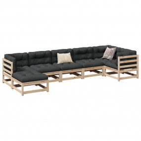 Garden Sofa Set Natural Wood Solid Pine Wood Large Modu...