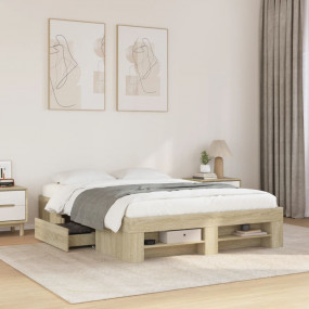 Bed Frame Sonoma Oak Engineered wood, Plywood Full Bed ...