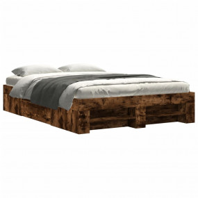 Bed Frame Smoked Oak Engineered Wood Double Storage Bed...