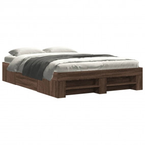 Bed Frame Brown oak Engineered wood Full Bed Frame Rect...