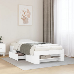 Bed Frame White Engineered wood, Plywood Twin Bed Frame