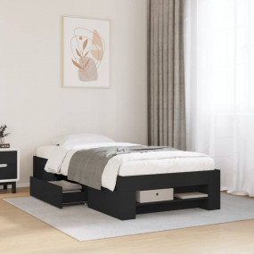 Bed Frame Black Engineered wood Twin Bed Bed Frame Rect...
